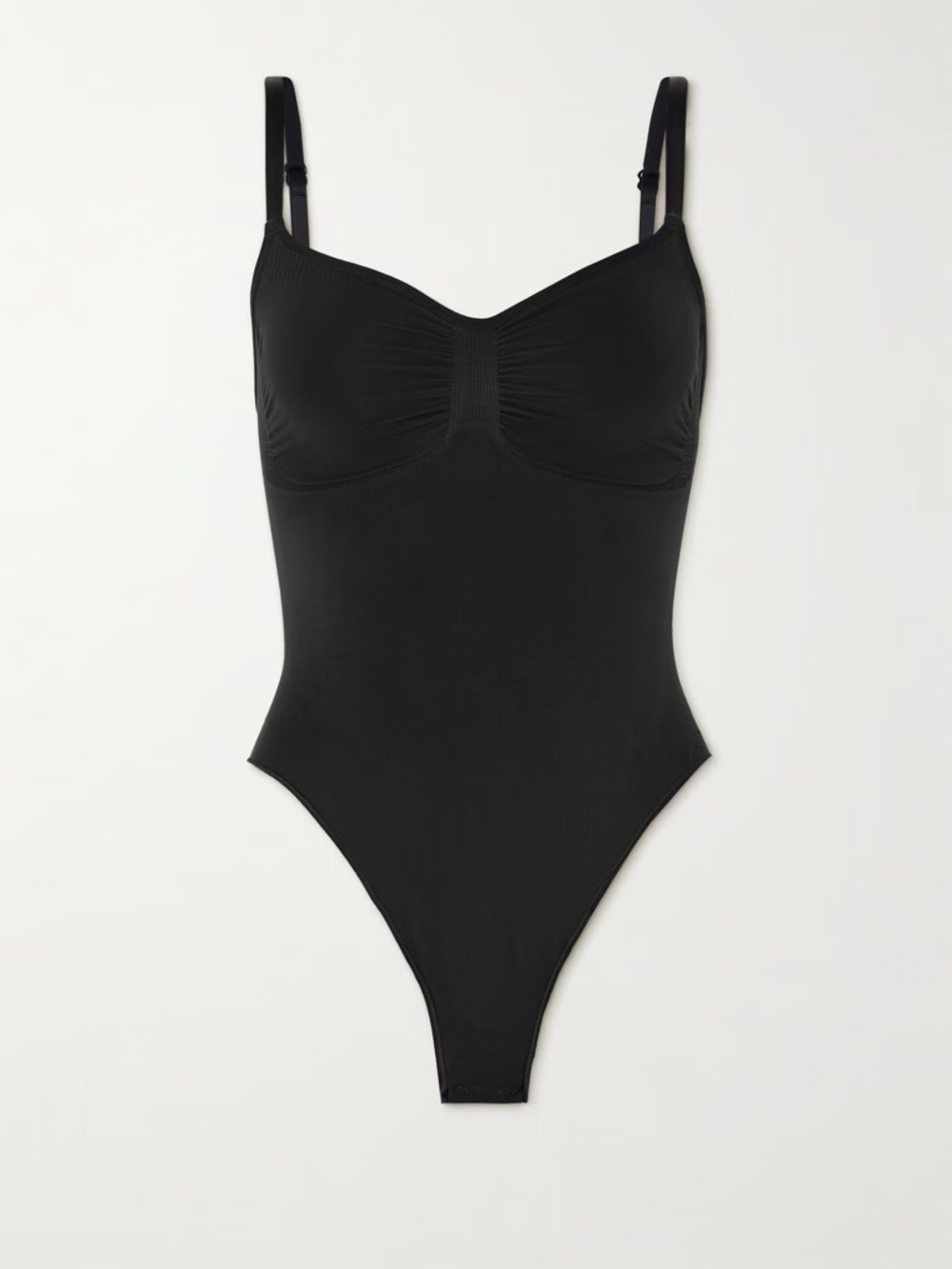 SKIMS Black Scoop Neck 
Seamless Sculpt Thong Bodysuit